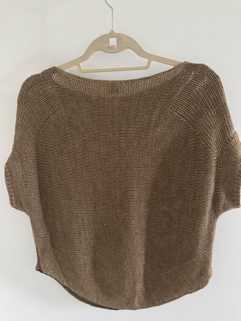 Vince Olive Brown Relaxed Crewneck Short Sleeve Sweater - Picture 3 of 4